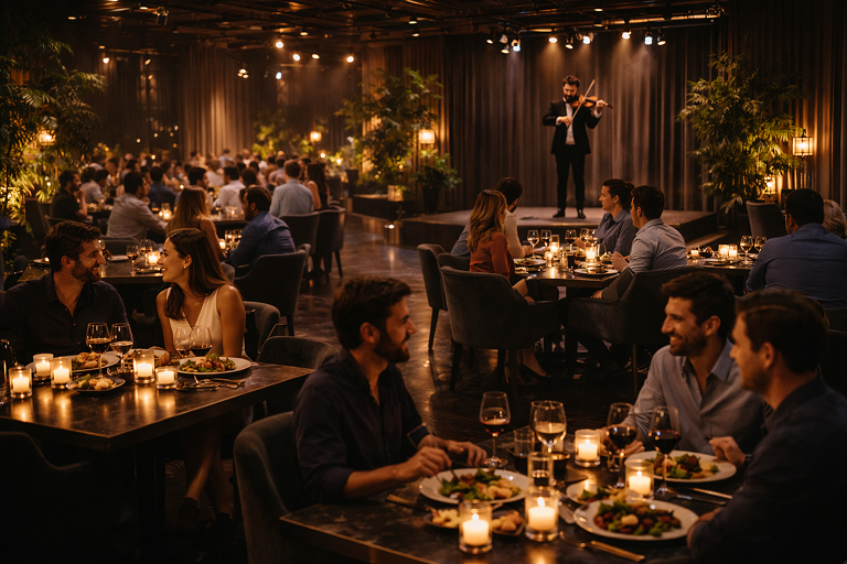 Dîner élégant avec musique en live